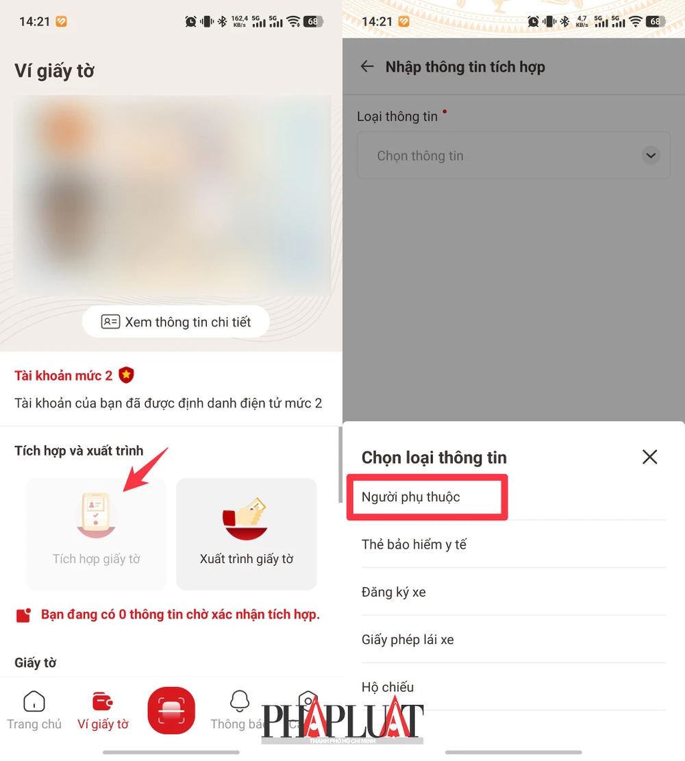 Tích hợp người phụ thuộc vào ứng dụng VNeID. Ảnh: MINH HOÀNG