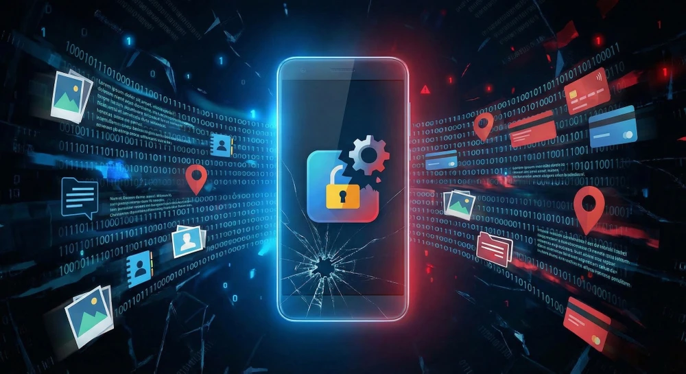 Rò rỉ dữ liệu đôi khi đến từ việc các ứng dụng Android bị cấu hình sai thông số. Ảnh minh họa: AI