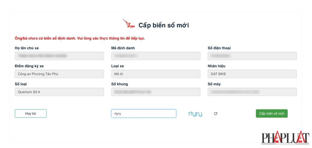 Bấm biển số online và nhận tại nhà. Ảnh: MINH HOÀNG