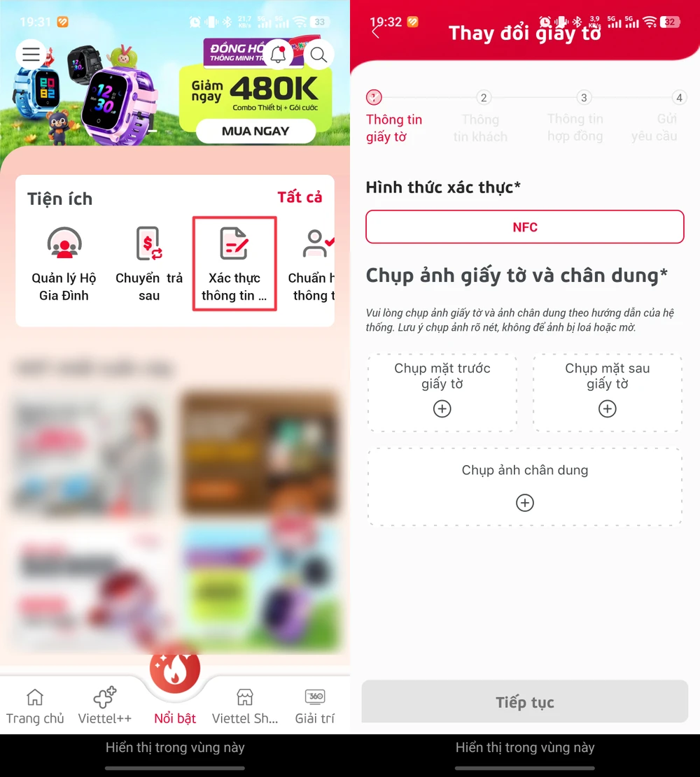 Xác thực thông tin thuê bao di động trên ứng dụng của nhà mạng. Ảnh: MINH HOÀNG