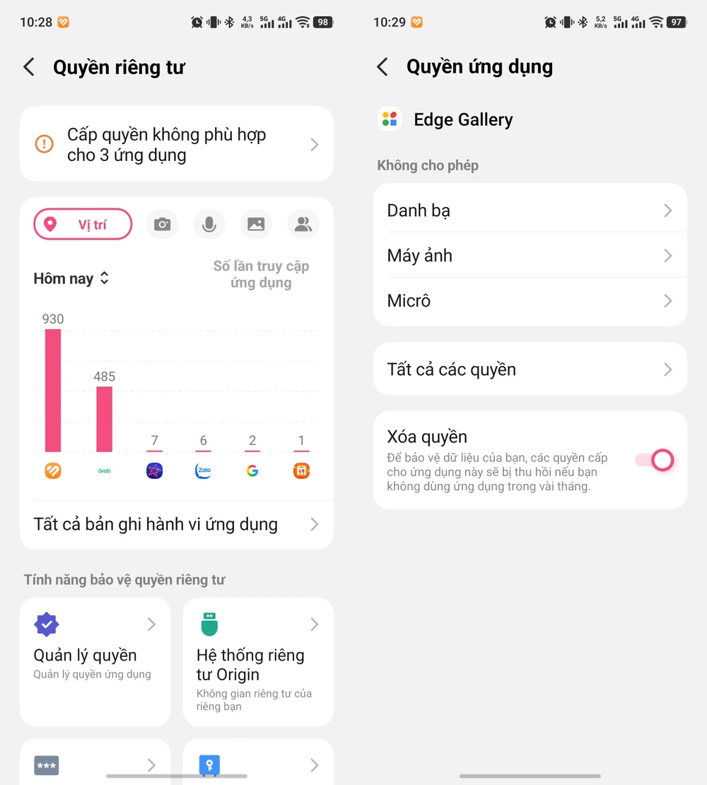 Người dùng nên kiểm tra lại quyền hạn của các ứng dụng để tránh bị rò rỉ dữ liệu. Ảnh: TIỂU MINH