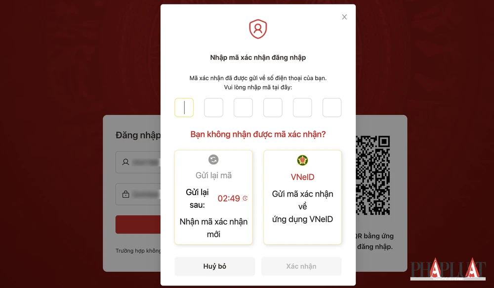 Đăng nhập cổng dịch vụ bằng tài khoản VNeID. Ảnh: MINH HOÀNG