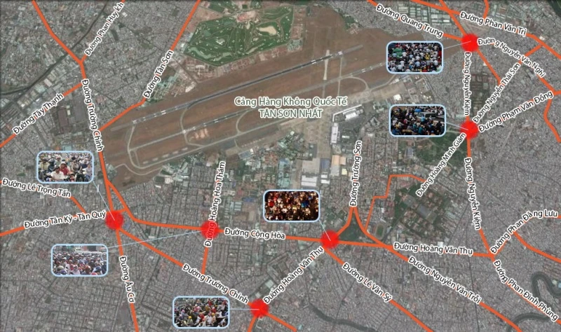 Quanh sân bay Tân Sơn Nhất có nhiều điểm nóng, thường xuyên ùn tắc
