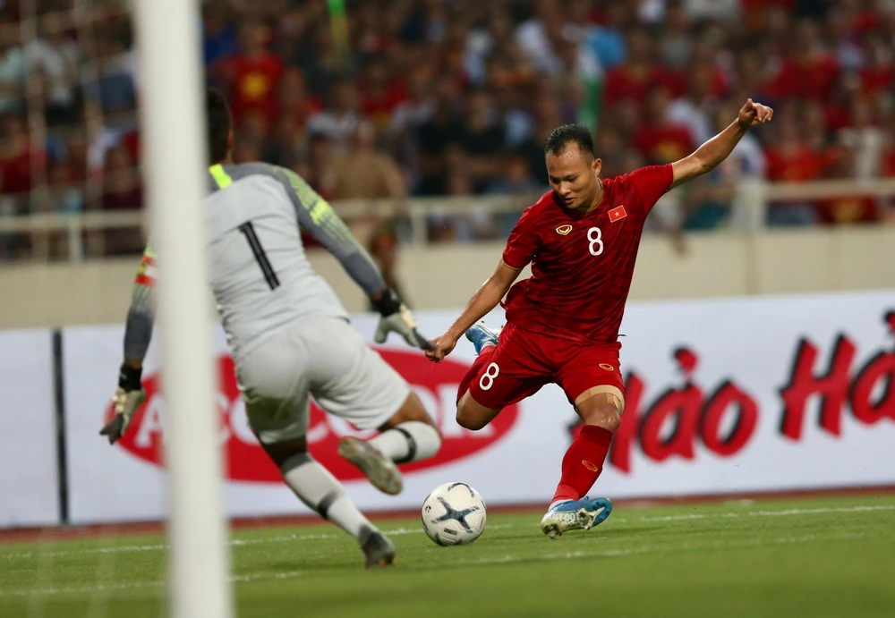 Trọng Hoàng trở lại đội tuyển Việt Nam sau thời gian chữa chấn thương. Ảnh: NGỌC DUNG