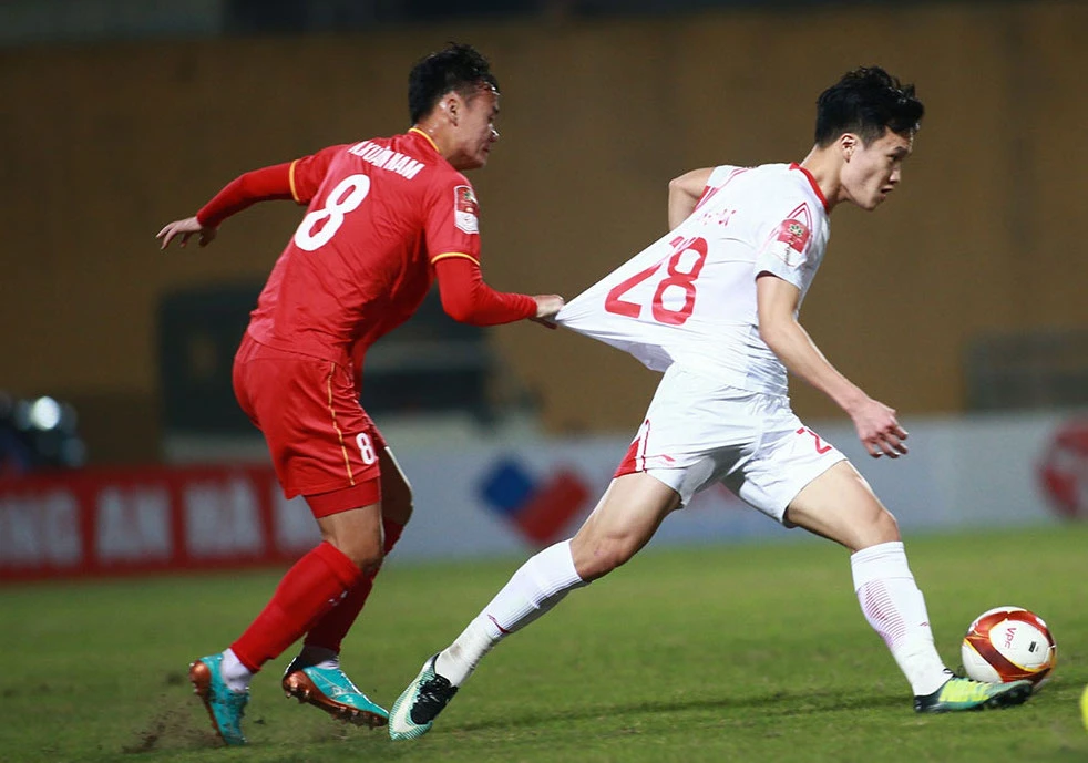 Hoàng Đức (28) trong trận đấu giữa Viettel và Công An Hà Nội. Ảnh: VPF