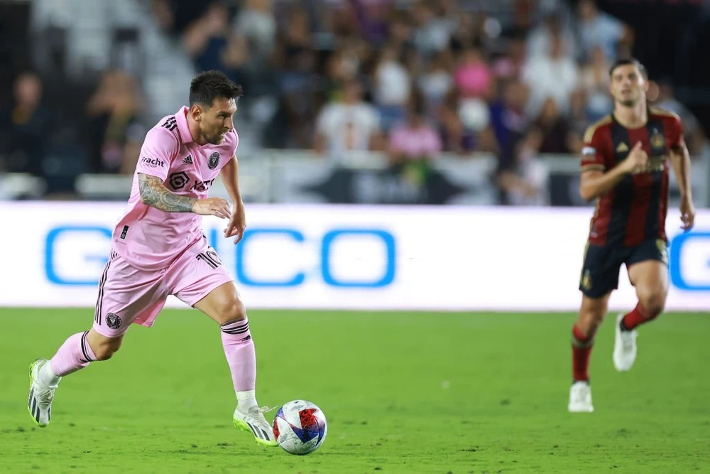 Siêu sao Messi ghi hai bàn và một đường kiến tạo trong chiến thắng "4 sao" của Miami. Ảnh: GETTY