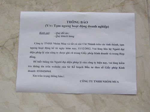 Nhóm mua bất ngờ ngừng hoạt động trên toàn quốc ảnh 1