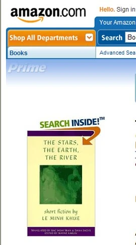 "The stars, the earth, the river" được giới thiệu trên trang mua bán trực tuyến Amazon.