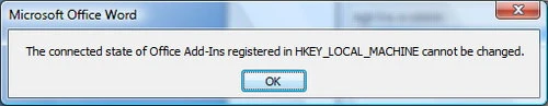 Lỗi khi vô hiệu hóa add-in trong MS Office