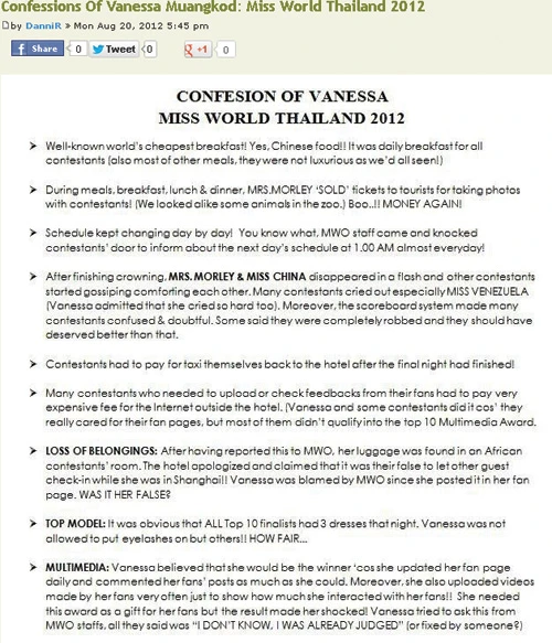 Hoa hậu Thái Lan tiếp tục 'tố' BTC Hoa hậu Thế giới ảnh 1