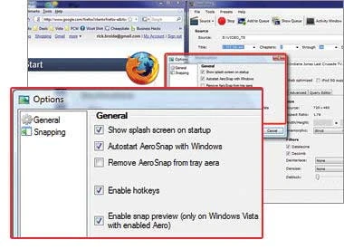 AeroSnap cho phép bạn cố định mọi cửa sổ trên một nửa màn hình bằng cách kéo cửa sổ đó sang lề trái hay phải của màn hình.