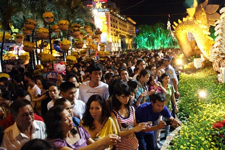 Chen lấn trên đường hoa Nguyễn Huệ ảnh 4