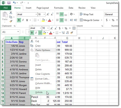 Cách tạm thời ẩn hàng, cột trong Excel 2013 ảnh 9