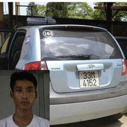 Hung thủ Nguyễn Duy Hùng và chiếc xe taxi.
