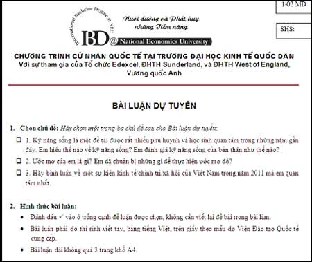 Bài luận dự tuyển - Một hình thức đánh giá thí sinh hiệu quả ảnh 1