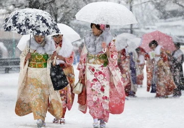 Thiếu nữ Nhật Bản dự lễ trưởng thành dưới mưa tuyết ảnh 9