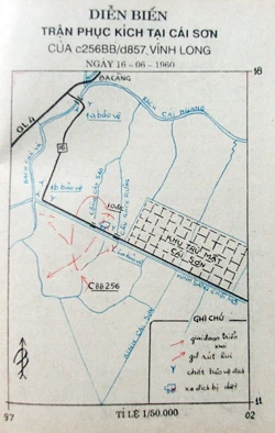 Bản đồ diễn biến trận phục kích tại Cái Sơn.