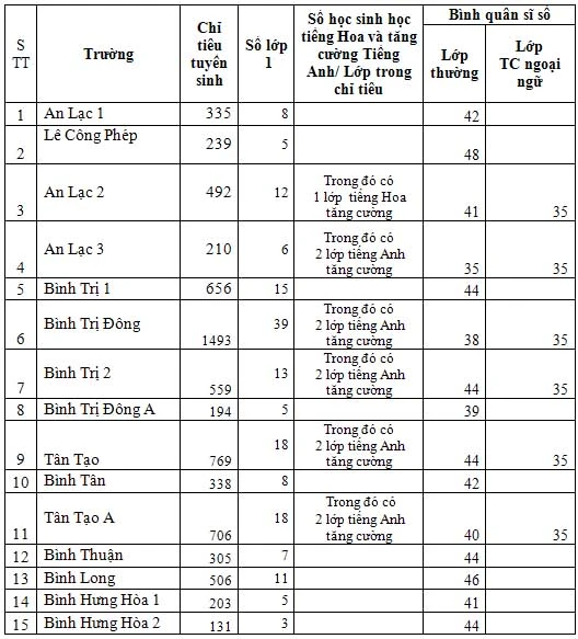 Phân tuyến lớp 1, lớp 6 của quận Bình Tân-TP.HCM ảnh 1