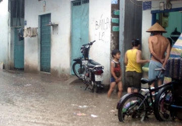 Nước mưa đang dồn vào hẻm ảnh 2