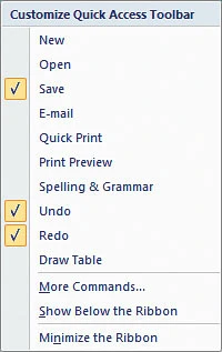 Bổ sung tính năng vào Quick Access Toolbar.