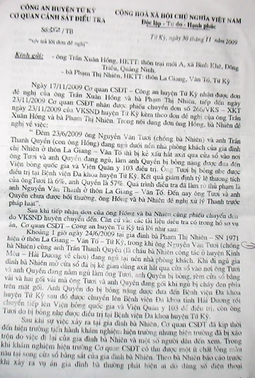 Tạt axít gây tổn hại 57% sức khỏe cho người khác vẫn không bị khởi tố ảnh 1 Tạt axít gây tổn hại 57% sức khỏe cho người khác vẫn không bị khởi tố ảnh 1