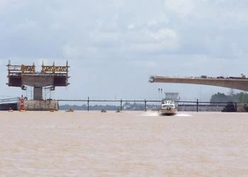 Công trình cầu Cần Thơ đang thi công ngày 16/9. Ảnh: Anh Vân.