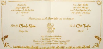 Thiệp báo hỷ của Cát Tuyền đã gửi đi cho khách mời từ đầu tháng 4-2008.