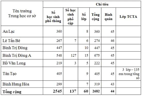 Phân tuyến lớp 1, lớp 6 của quận Bình Tân-TP.HCM ảnh 2