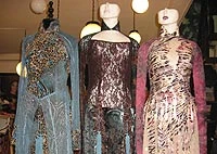 Ba trong số 85 bộ áo dài đang được nhà thiết kế Võ Việt Chung hoàn tất.