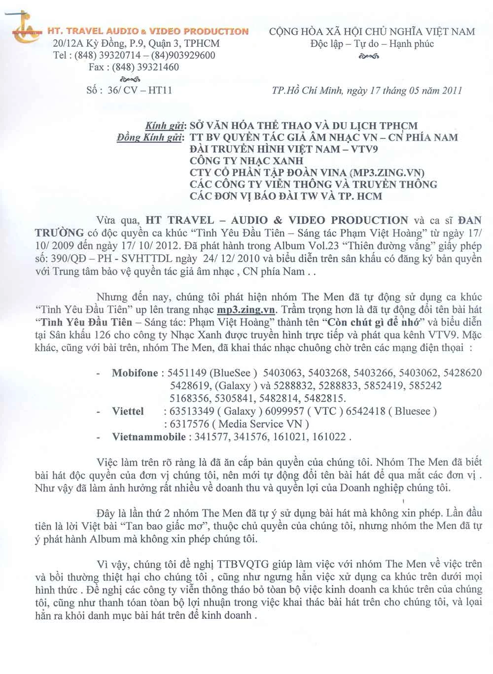 Ca sĩ Đan Trường kiện The Men ăn cắp bản quyền ảnh 1