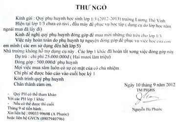 Nhiều khoản tiền trường chưa rõ ảnh 1 Nhiều khoản tiền trường chưa rõ ảnh 1