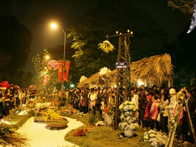 Phố hoa Hà Nội thời khắc chuyển sang năm mới. Ảnh: Phạm Hải