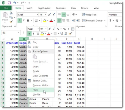 Cách tạm thời ẩn hàng, cột trong Excel 2013 ảnh 7