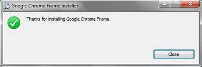 Hoàn tất cài đặt Google Chrome Frame