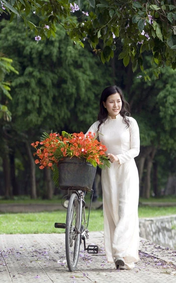 Thiếu nữ e ấp trong mùa hoa phượng ảnh 2