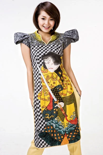 Minh Hằng tươi tắn với áo dài cách điệu ảnh 1 Minh Hằng tươi tắn với áo dài cách điệu ảnh 1