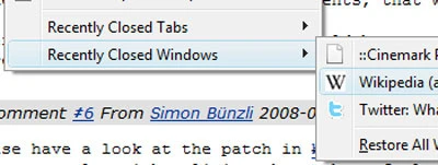 Mở lại thẻ (tab) đã duyệt vừa đóng lại, không còn cần dùng add-on Tab Mix Plus