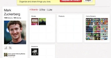 Ông chủ Facebook tham gia mạng xã hội Pinterest ảnh 1