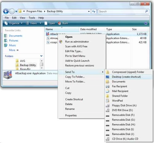 Hình C: Tạo một shortcut cho file Ntbackup.exe Hình C: Tạo một shortcut cho file Ntbackup.exe