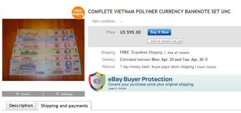 Tiền Việt được rao bán trên eBay ảnh 1