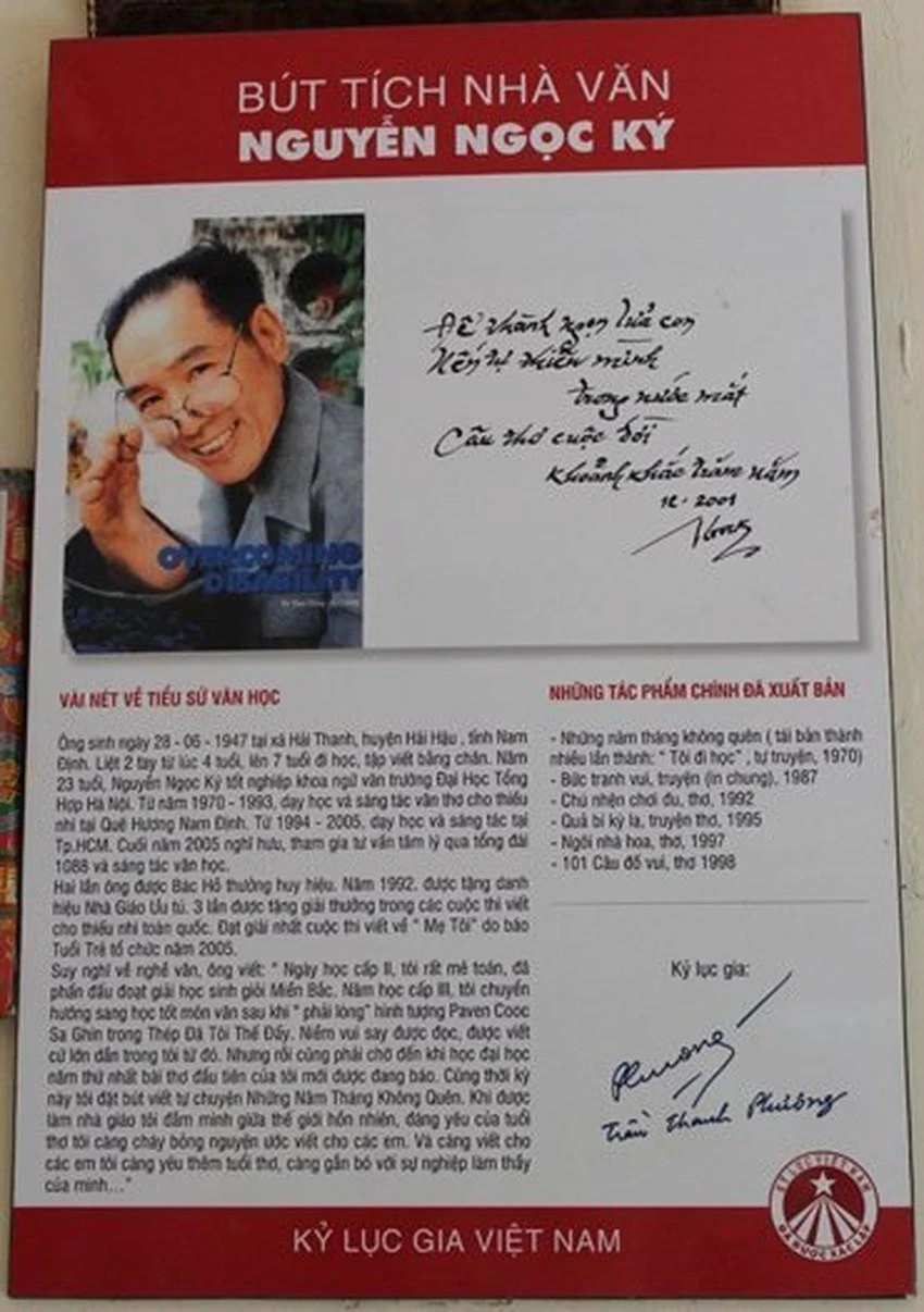 Bút tích của nhà giáo Nguyễn Ngọc Ký