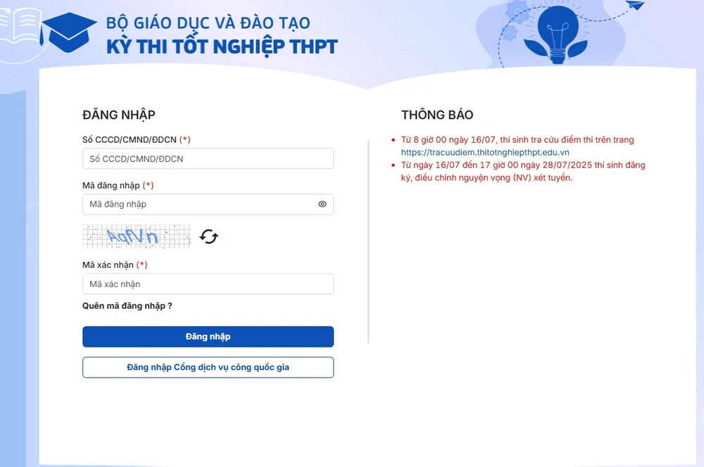 Đăng ký nguyện vọng xét tuyển đại học 2025