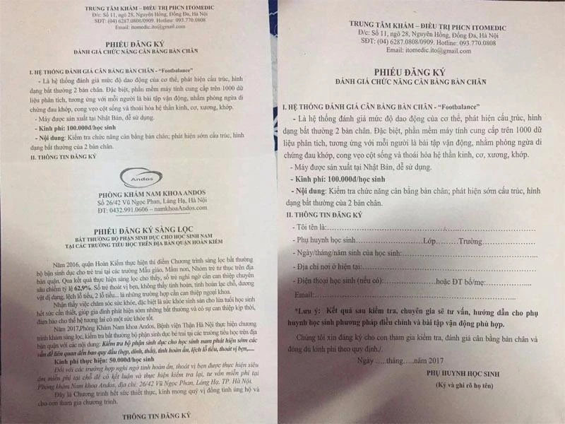 Phiếu sàng lọc được phát đến các phụ huynh để thăm dò nhu cầu của phụ huynh. 