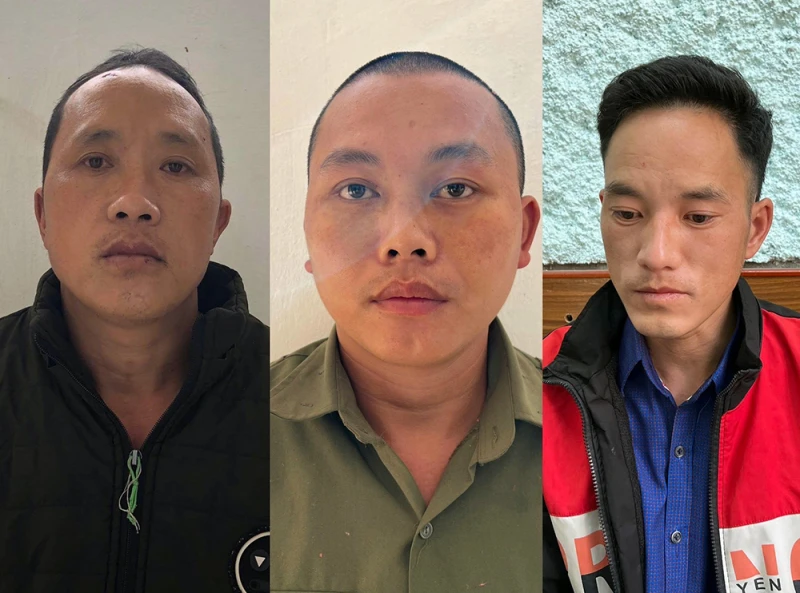 Từ trái qua là bị can Hoàng Văn Pá, Lầu Văn Mái và Vương Văn Sùng. Ảnh: CACC
