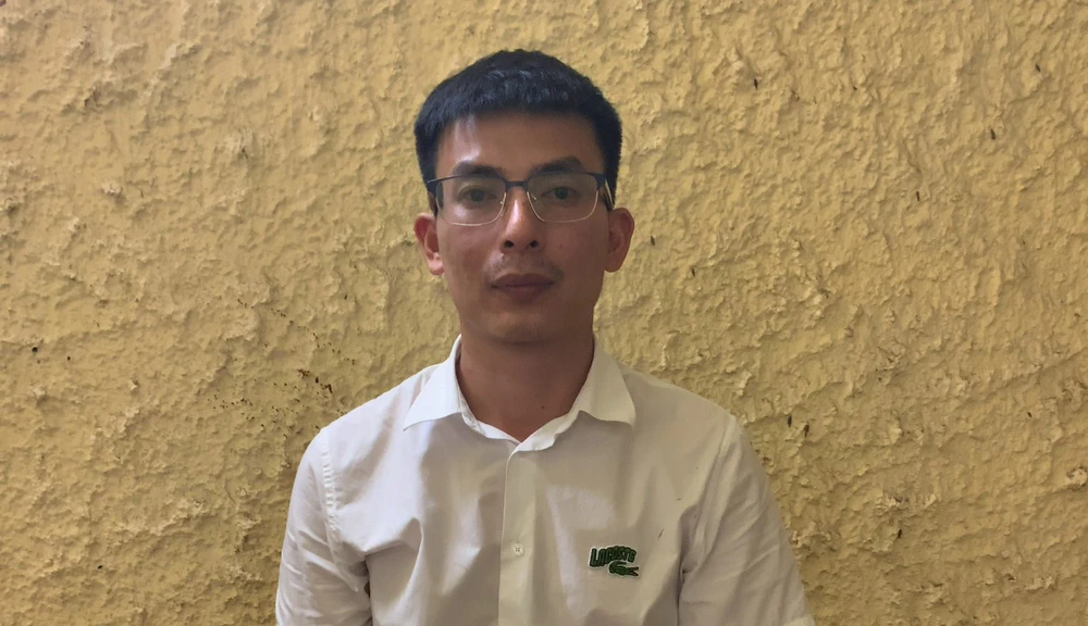 Nguyễn Đức Thịnh tại cơ quan công an. Ảnh: CACC