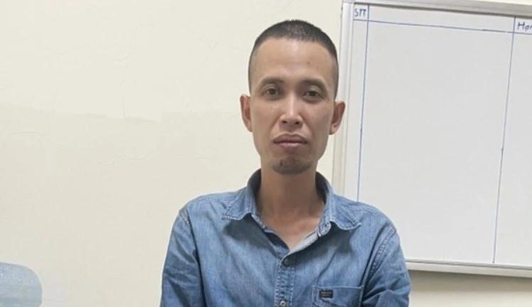 Nguyễn Văn Sơn tại cơ quan công an. Ảnh CA Nguyễn Văn Sơn tại cơ quan công an. Ảnh CA