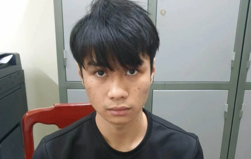 Vũ Đăng Mạnh tại cơ quan công an. Ảnh CA