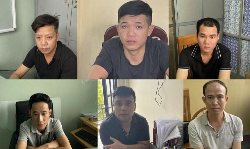 Các bị can tại cơ quan Công an. Ảnh: CA