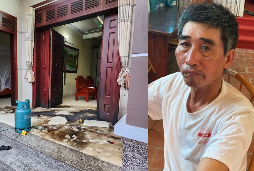 Bị can Từ Minh Toán cùng hiện trường vụ việc. Ảnh: CA.