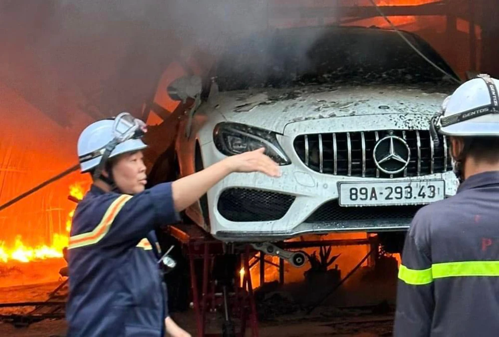 Hiện trường đám cháy. Ảnh CTV Hiện trường đám cháy. Ảnh CTV